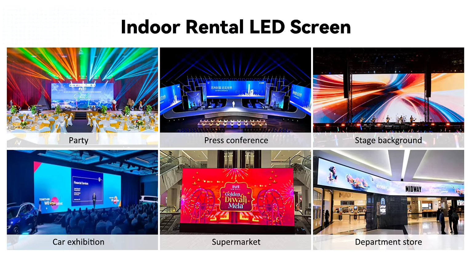 Indoor rental LED screen applications